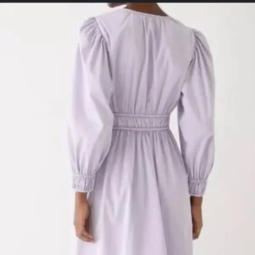 J. Crew Lavender Cotton Purple Smocked Gown with Bishop Sleeves Size Small